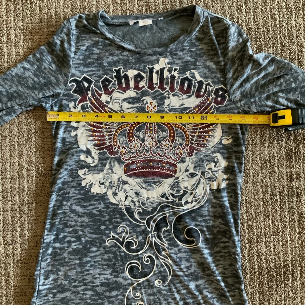 Layered With Love gray burnout crown graphic long sleeve t shirt size medium - Picture 3 of 5